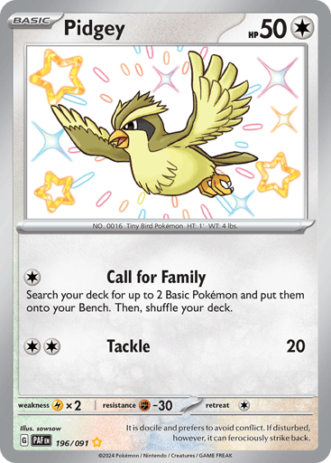 Pidgey – Shiny Rare – 196/091 – Paldean Fates