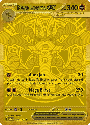 Mega Lucario ex – Mega Hyper Rare – 188/132 – Mega Evolution