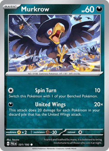 Murkrow – Common Reverse Holo – 131/193 – Paldea Evolved