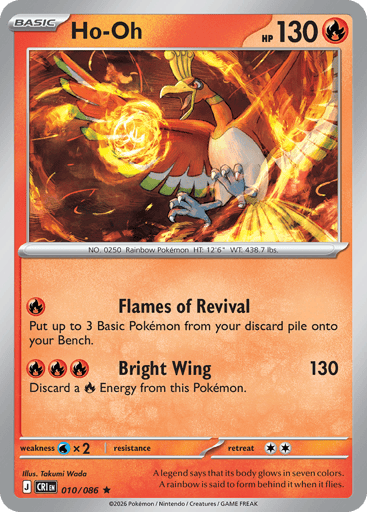 Ho-Oh – Rare Reverse Holo – 010/086 – Chaos Rising