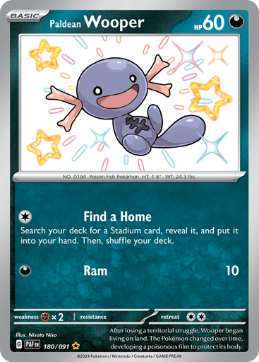 Paldean Wooper – Shiny Rare – 180/091 – Paldean Fates