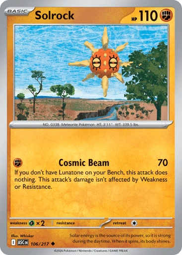 Solrock – Uncommon Reverse Holo – 106/217 – Ascended Heroes