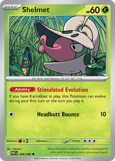 Shelmet – Common Master Ball Reverse Holo – 008/086 – White Flare