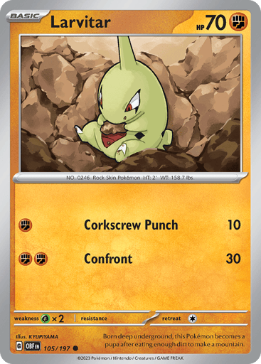 Larvitar – Common Reverse Holo – 105/197 – Obsidian Flames