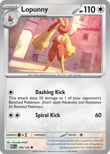 Lopunny – Common Reverse Holo – 108/132 – Mega Evolution