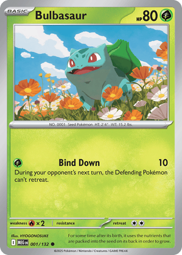 Bulbasaur – Common Reverse Holo – 001/132 – Mega Evolution