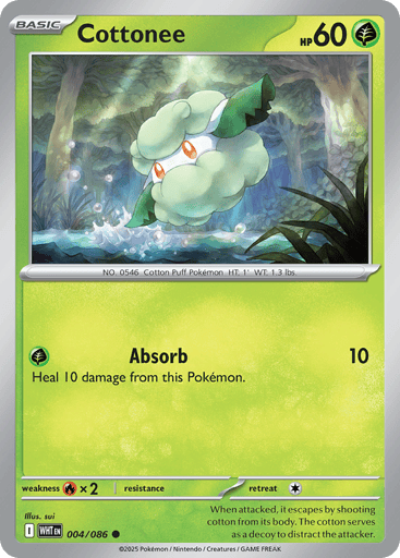 Cottonee – Common Reverse Holo – 004/086 – White Flare