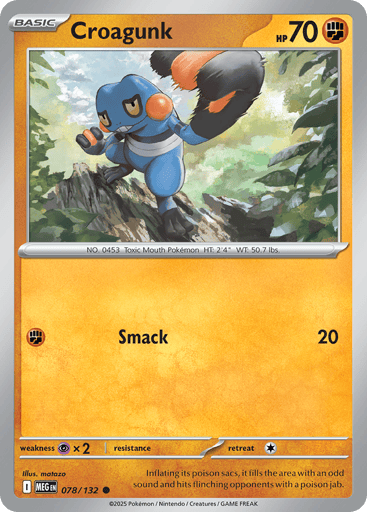 Croagunk – Common Reverse Holo – 078/132 – Mega Evolution