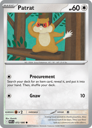 Patrat – Common Poké Ball Reverse Holo – 072/086 – White Flare