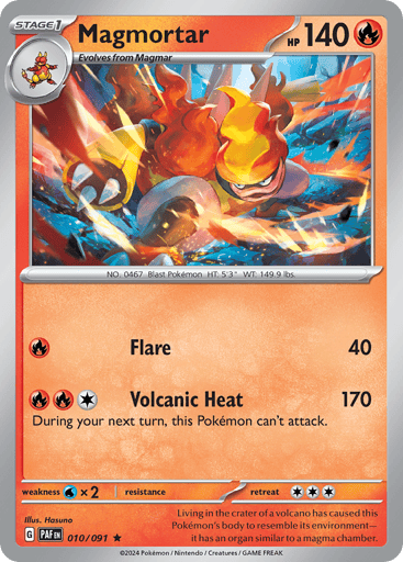Magmortar – Rare Holo – 010/091 – Paldean Fates