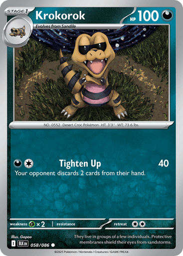 Krokorok – Common Reverse Holo – 058/086 – Black Bolt