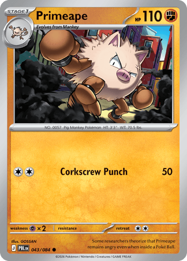 Primeape – Common Reverse Holo – 043/084 – Pitch Black