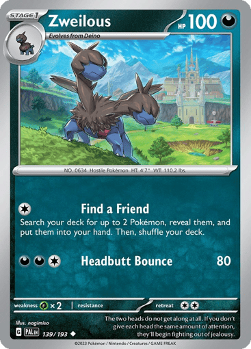 Zweilous – Uncommon Reverse Holo – 139/193 – Paldea Evolved