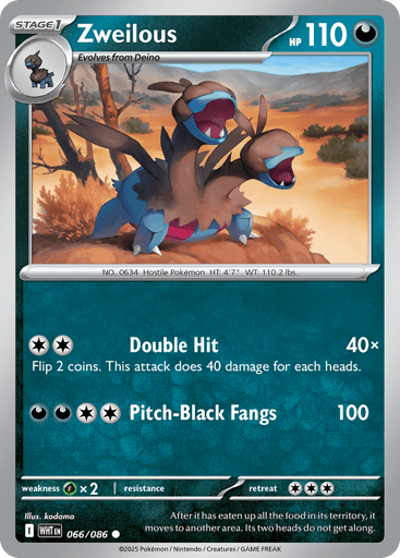 Zweilous – Common Poké Ball Reverse Holo – 066/086 – White Flare