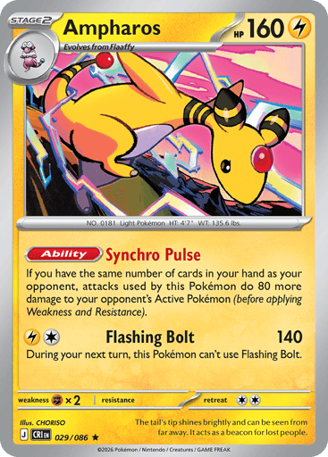 Ampharos – Rare Holo – 029/086 – Chaos Rising