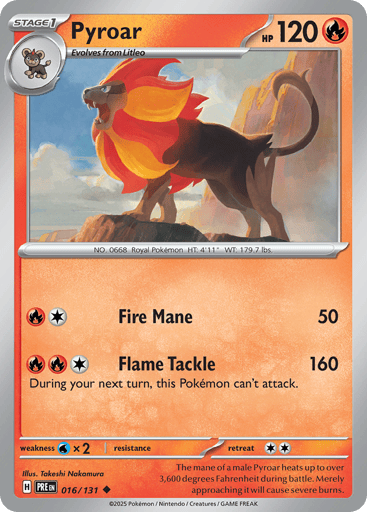 Pyroar – Uncommon Reverse Holo – 016/131 – Prismatic Evolutions