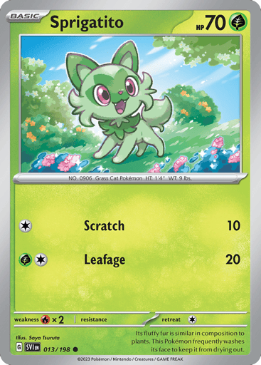 Sprigatito – Common Reverse Holo – 013/198 – Scarlet & Violet