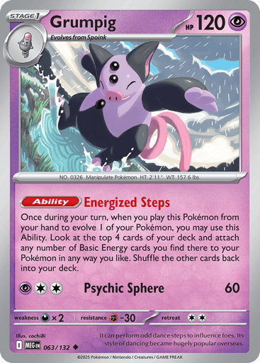 Grumpig – Uncommon Reverse Holo – 063/132 – Mega Evolution