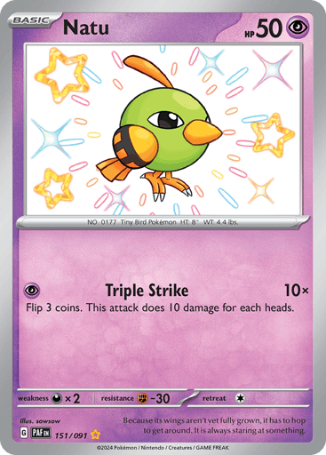 Natu – Shiny Rare – 151/091 – Paldean Fates