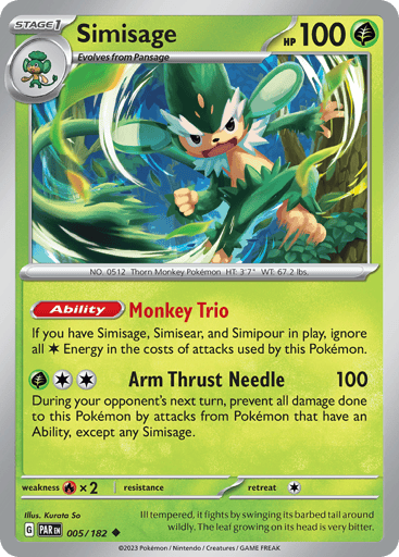 Simisage – Uncommon Reverse Holo – 005/182 – Paradox Rift