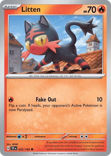 Litten – Common Reverse Holo – 032/162 – Temporal Forces