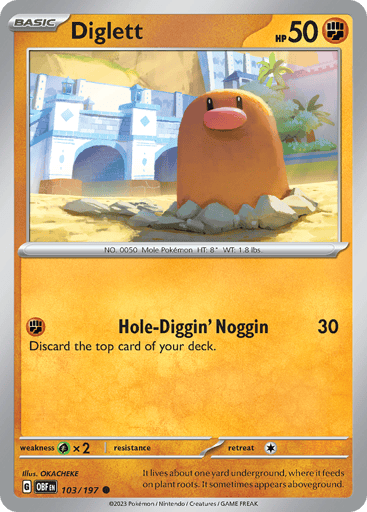 Diglett – Common Reverse Holo – 103/197 – Obsidian Flames