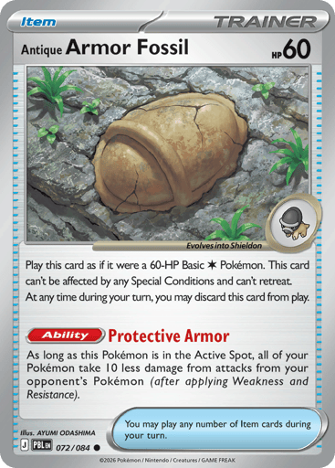 Antique Armor Fossil – Common Reverse Holo – 072/084 – Pitch Black