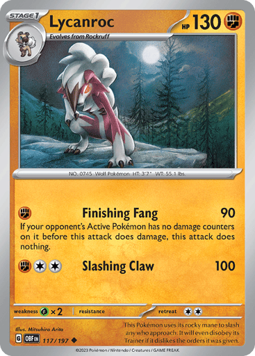Lycanroc – Uncommon Reverse Holo – 117/197 – Obsidian Flames