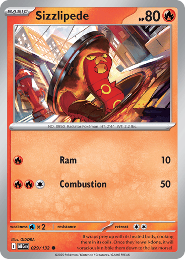 Sizzlipede – Common Reverse Holo – 029/132 – Mega Evolution
