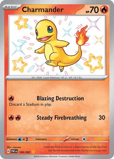 Charmander – Shiny Rare – 109/091 – Paldean Fates
