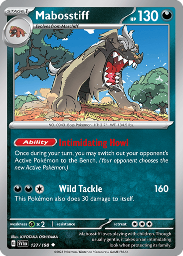 Mabosstiff – Uncommon Reverse Holo – 137/198 – Scarlet & Violet