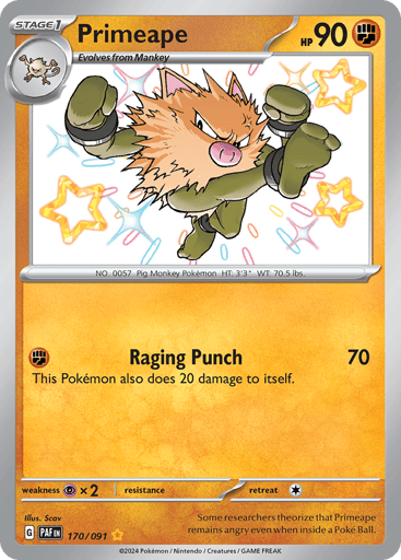 Primeape – Shiny Rare – 170/091 – Paldean Fates