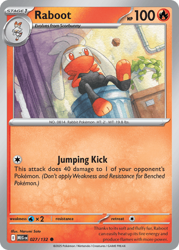 Raboot – Common Reverse Holo – 027/132 – Mega Evolution