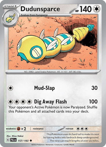 Dudunsparce – Uncommon Reverse Holo – 157/193 – Paldea Evolved