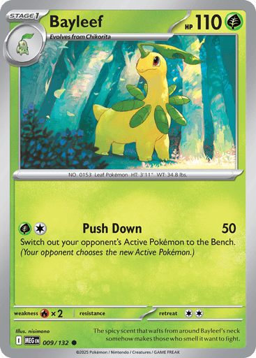 Bayleef – Common Reverse Holo – 009/132 – Mega Evolution