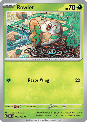 Rowlet – Common Reverse Holo – 013/197 – Obsidian Flames