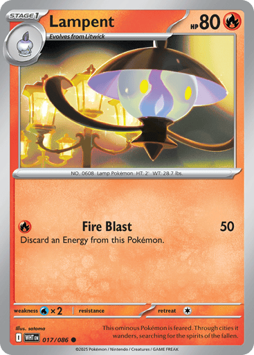 Lampent – Common Poké Ball Reverse Holo – 017/086 – White Flare