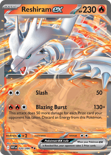 Reshiram ex – Double Rare – 020/086 – White Flare