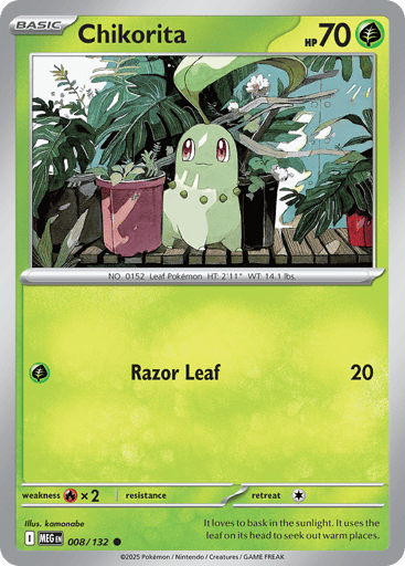 Chikorita – Common Reverse Holo – 008/132 – Mega Evolution