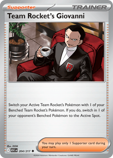 Team Rocket’s Giovanni – Uncommon Reverse Holo – 204/217 – Ascended Heroes