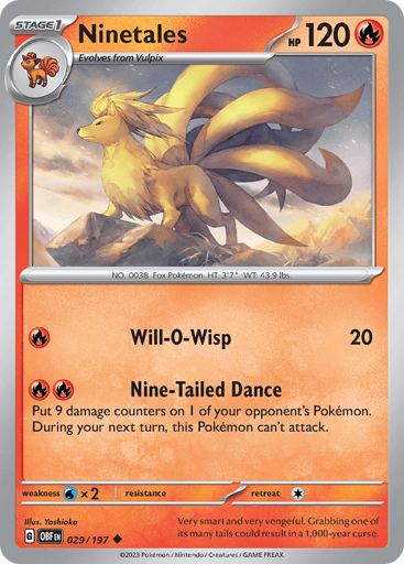 Ninetales – Uncommon Reverse Holo – 029/197 – Obsidian Flames