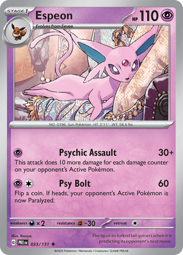 Espeon – Rare Reverse Holo – 033/131 – Prismatic Evolutions