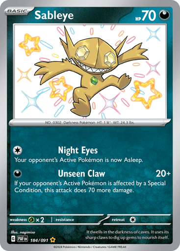 Sableye – Shiny Rare – 184/091 – Paldean Fates