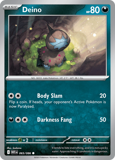 Deino – Common Master Ball Reverse Holo – 065/086 – White Flare