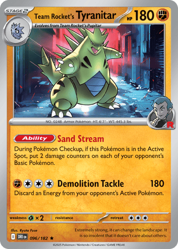 Team Rocket’s Tyranitar – Rare Holo – 096/182 – Destined Rivals