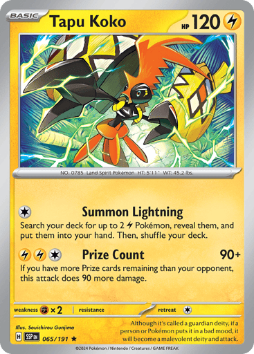 Tapu Koko – Rare Holo – 065/191 – Surging Sparks