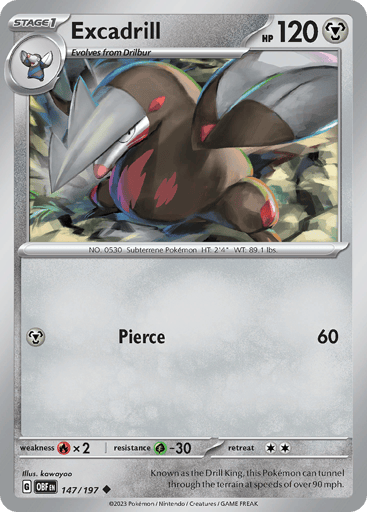Excadrill – Uncommon Reverse Holo – 147/197 – Obsidian Flames
