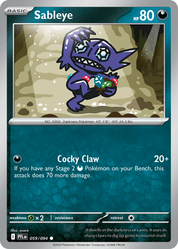 Sableye – Common Reverse Holo – 059/094 – Phantasmal Flames