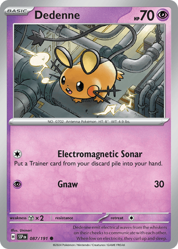 Dedenne – Common Reverse Holo – 087/191 – Surging Sparks