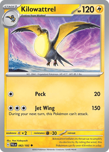 Kilowattrel – Uncommon – 082/193 – Paldea Evolved